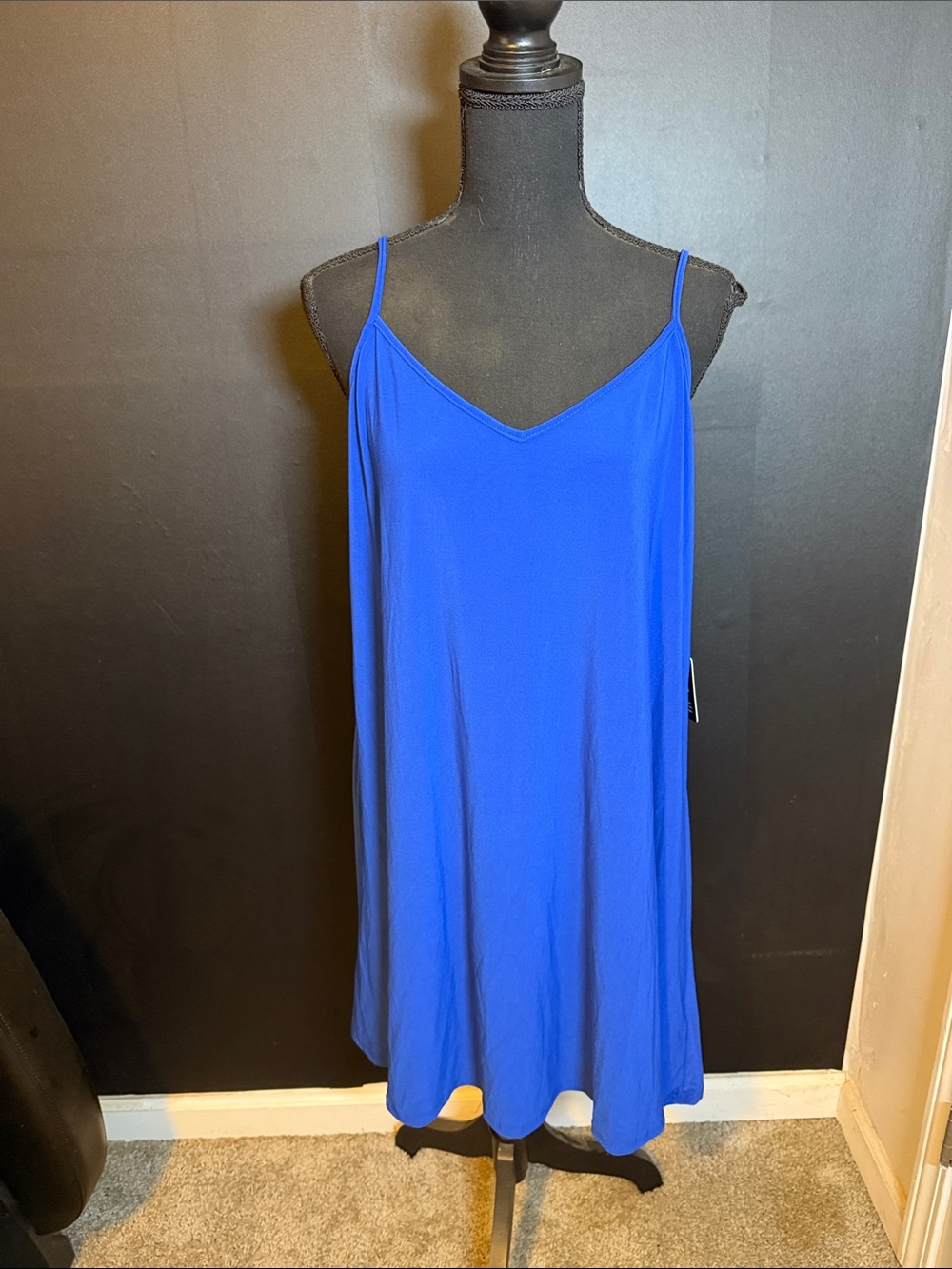 Express Silky V-Neck Blue and Black Slip Dresses XL New